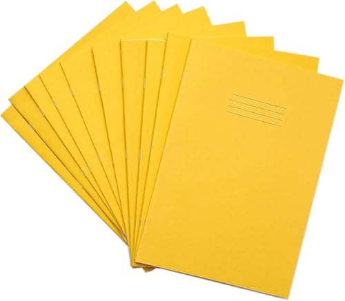 Rhino A4 Tinted Exercise Book, 8mm Ruled + Margin, 48-Page/50-Pack, Yellow | Cream Tinted Paper in A4 Size, Improves Visual Comfort to Support Dyslexia & SEN Learning in Schools, Classrooms & Home