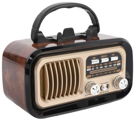 YUEHISY Altavoz Bluetooth Retro, Radio Am FM Vintage, Radio Retro Portátil con Altavoz Bluetooth, Baterías Solares Alimentadas, para la Oficina en Casa, la Fiesta Al Aire Libre, el