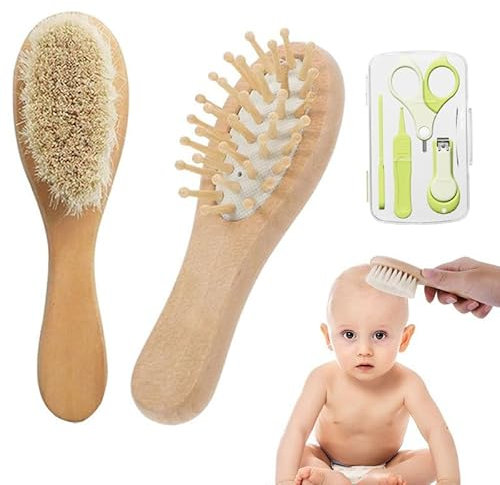 Set Per La Cura Del Bambino, Spazzola E Pettine In Legno Naturale, Set Per La Cura Del Bambino Da Viaggio E Di Uso Quotidiano Simpatiche Confezioni Regalo, Regalo Per La Neomamma