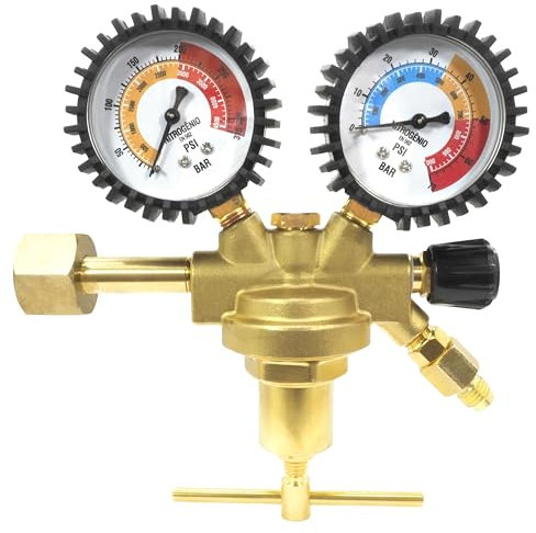 Réducteur de pression pour bouteille de gaz azote, manomètre 40 bar, réducteur de pression de gaz pour bouteilles d'azote, 200 bar de pression d'entrée maximale, 32 l/min