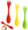 3Pcs Plastic Spork, 3-in-1 Portable Camping Accessories Knife Fork Spoon Set, Reusable Camping Cutlery Set, Suitable for Camping, Hiking Travel, Outdoors (Red, Yellow, Green)