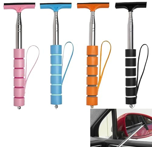 Wenrou 4 Stück Teleskop Fensterwischer, Professioneller Fensterabzieher Auto, Auto Rückspiegel Wischer, Mini Car Side Mirror Squeegee, Für Autoscheiben, Rückspiegel, Badezimmerglas, Aquarienwände