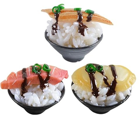 GETAJGHSD 3 PièCes Maquette Sushi Jouet Imitation Sushi en PVC RéAliste pour DéCoration ÉDucative Et Jeux Familiaux