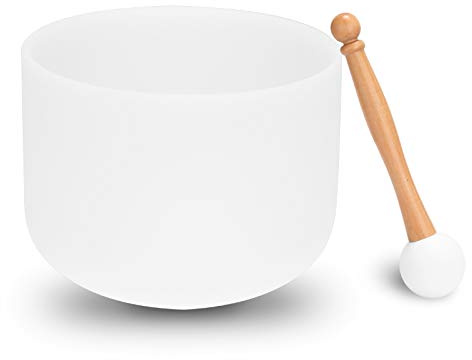 SEAFRONT 440HZ Frosted Quartz Crystal Singing Bowl, Deep Sound Healing Instrument for Meditation and Therapy, 8 Inch Diameter (Note G)