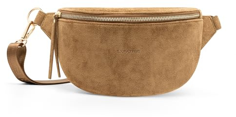 Expatrié Bauchtasche Damen Braun - Alice Small Suede - Gürteltasche für Festival, Reisen & Alltag aus Veganem Wildleder - Stylische Brusttasche Klein