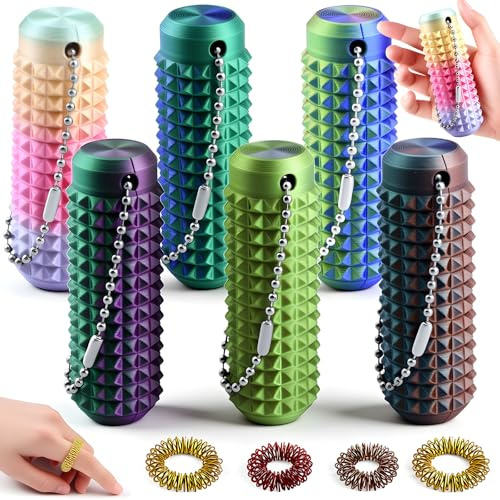 BITEFU 10 Stück Fidget Stim Toy, Enthalten Sechs Bunt und Farbverlauf Biting Stimming Toy und Vier Akupressur Ring, für ADHS Autismus Stressabbau Fidget Toys Set
