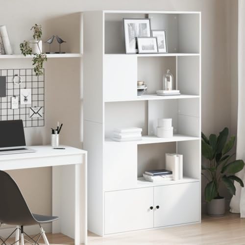 Owoxanthellate Bücherregal Weiß 100x36x189 cm Holzwerkstoff Modernes Standregal mit 5 Fächern als Raumteiler für Wohnzimmer Büro Schlafzimmer Flur