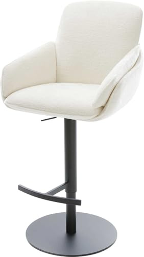 DELIFE Barstuhl Luan-Flex Drehfuß höhenverstellbar Metall Schwarz Bouclé Soft Beige