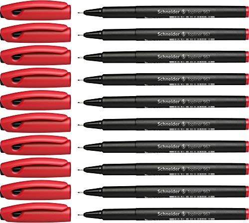 Schneider Topliner 967 Fineliner (Strichstärke 0,4 mm) 10 Stück rot