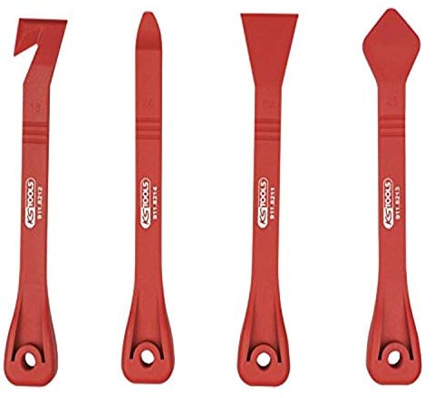 KS Tools 911.8210 Juego de cuñas de plástico y rascadores de cristal, 4 pzs