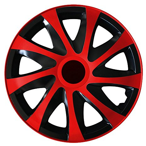(Farbe und Größe wählbar) 15 Zoll Radkappen Draco (Schwarz-Rot) + Eingangsmatte passend für Fast alle Fahrzeugtypen (universal) …