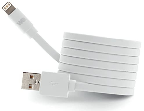 WE Câble Plat en Silicone USB vers Lightning 1m Compatible avec iPhone Se 2020 11 Pro Max XR X XS Max 8 Plus 7 Plus 6S Plus 6 5S 5 iPad - Blanc