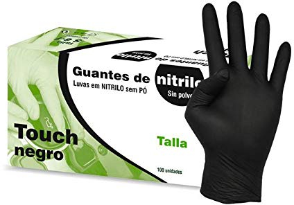 Kiepe Guantes Nitrilo Touch Negro, Grande - 100 Unidades