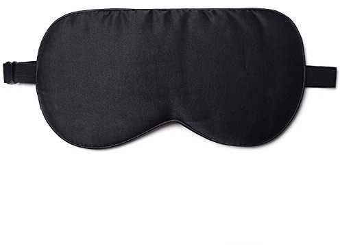 ZIMASILK 100% Seidenschlafmaske - verstellbare Augenbinde für Reise und Zuhause Schlafen -Reine Maulbeerseide Atmungsaktiv Augenmaske mit Samtbeutel (Schwarz)