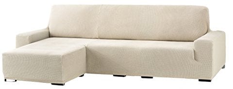 Eysa Cora Bi-Élastique Chaise Longue Bras Court Gauche, Vue frontale, Polyester Coton, Écru, 39x35x19 cm
