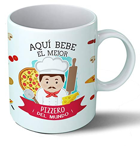 Planetacase - Taza Pizzero - Regalo Original Pizzería - Cerámica 330 mL - Taza Desayuno Apta para Microondas y Lavavajillas - Resistente a Lavados