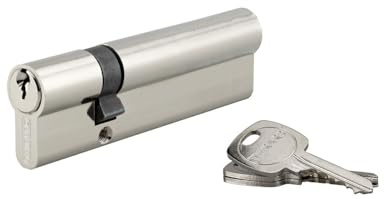 THIRARD Cylindre de serrure double entrée, 30 x 80 mm, nickel, 3 clés | Double entrée, finition nickelée, sécurité renforcée, dimensions 30 x 80 mm, compatible portes standard, 3 clés incluses
