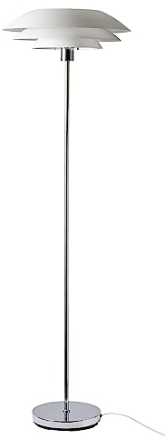 Dyberg Larsen DL45 Stehleuchte, 45 cm Durchmesser, Weiß/Chrom, 7073
