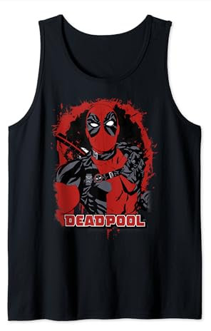 Marvel Deadpool Splatter Logo Background Tank Top