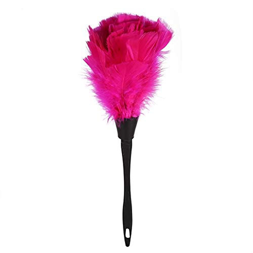 Leinggg Feather Duster - Cepillo de Plumero en Forma de Pavo Flexible con Mango Negro, Herramientas de Limpieza de Muebles para el hogar y para el hogar (Rosa roja)