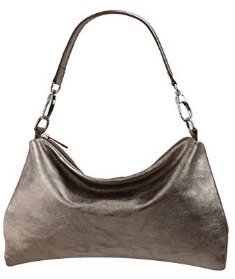 SH Leder Echtleder Umhängetasche mittelgroße schultertasche Abendtasche Clutch Crossbody Bag Messenger Handtasche mit Reißverschluss 33x20cm Lovelin G393 (Bronze Metallic)