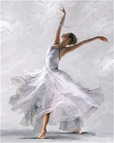 CaptainCrafts Malen nach Zahlen Erwachsene, DIY Malen nach Zahlen Leinwand Acrylfarbe Wand Kunstwerk Geschenke Home Wall Decor 16 * 20 Zoll (Rahmenlos, Tänzerinnen und Tänzer)