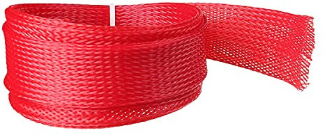 Othmro PET Braided Expandable Sleeving Wrap 25mm x 1m Red Cable Management Sleeve Cord Organizer for Wrap Protect Cables