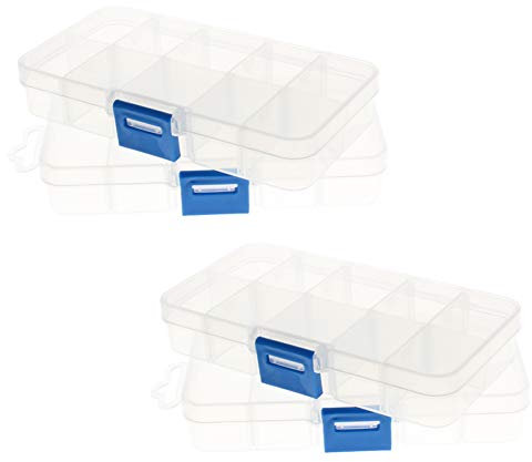 Utoolmart 4 Pcs 5.1 x 3 x 1 inches Translucent Tool Box Tools Organizer, Plastic Hardware Box Storage for Hardware, Screws, Bolts, Nuts, Nails, Beads, Jewelry