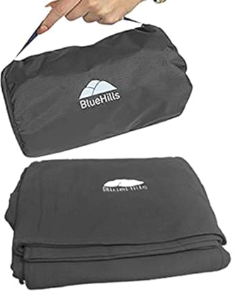 BlueHills Ultrakompaktes Reisedecken-Kissen in tragbarer Tasche, weich, 178x142 cm, mit Gurt, Rucksack-Clip, hochwertig, gemütlich, kompakt, große Decke für Flugzeug, Flugüberzug, Grau – Grau C002