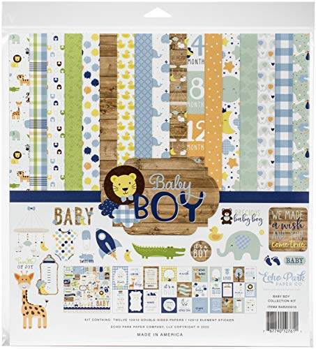 Echo Park Paper Company 617396 Echo Park Collection Kit 12X12 Boy Baby-Jungen-Kollektion, 30,5 x 30,5 cm, Papier, Blau, Grün, Minze, Gelb, einheitsgröße