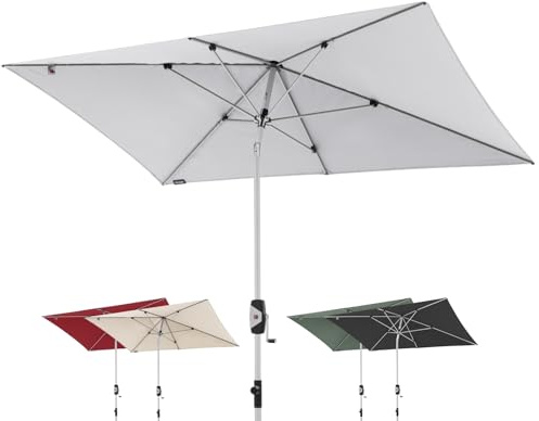 Knirps Automatic Sonnenschirm 260x165cm Hellgrau I innovativer UV-Schutz mit automatischem Öffnen & Schließen I stabiler Gartenschirm I Terrassenschirm kompakt I große Schirmfläche
