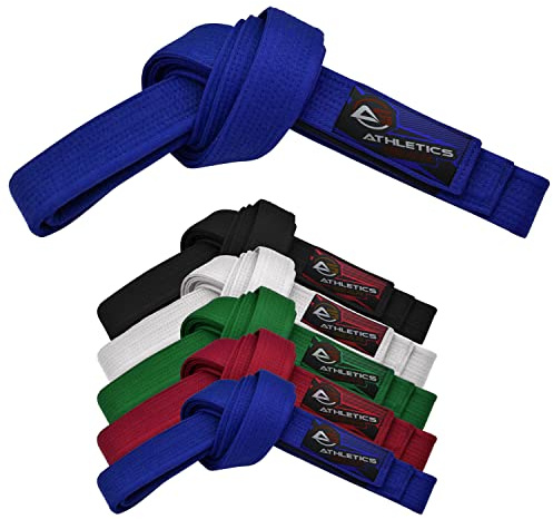 Athletics Gear AG Cinturón de karate de artes marciales, 100% algodón con múltiples costuras para BJJ, Judo, Taekwondo y Karate (azul, 300 cm)