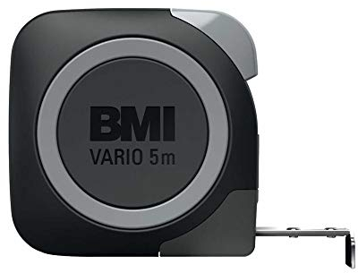 BMI Taschenbandmaß 411 VARIO Rostfrei, Länge 3 m Bandbreite: 13 mm, weisslackiertes Band, Gehäuse schwarz/rot, Massband 411343