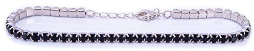 Remo Gammella Gioielli Bracciale Uomo Donna Tennis Argento 925 zirconi taglio brillante diamante da 3 mm colori Bianco, Nero, Rosso, Verde, Blu, Acquamarina e Rosa regolabili (Nero)
