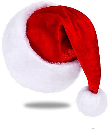 Eoocan Weihnachtsmannmütze, Nikolausmütze für Erwachsene, Unisex Samt Komfort Rot Weihnachtsmütze Hüte Extra Dicker Klassischer Plüsch für Weihnachten Neujahr Festlich Urlaub Party Supplies