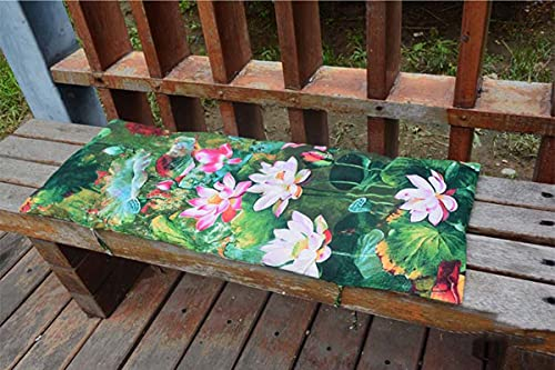 Waigg Kii Bankkissen mit Befestigungsbändern, 2/3-Sitzer, Baumwolle, Gartenbankkissen, bedruckt, lange Bankauflagen für drinnen und draußen, Esszimmer-Terrasse (100 x 35 cm), F)