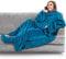 PAVILIA Fleece Blanket with Sleeves and Foot Pockets for Women Men Adults, Wearable Blanket Sleeved Throw Wrap, Plush Hug Sleep Pod Snuggle Blanket Robe, Cozy Gift Ideas Wife Mom, Teal Blue