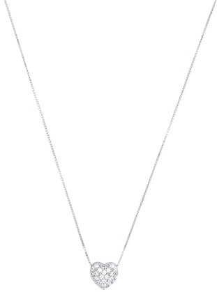 Amor Kette mit Anhänger 925 Sterling Silber Damen Halsschmuck, mit Zirkonia synth., 42 cm, Silber, Herz, Kommt in Schmuck Geschenk Box, 2022982