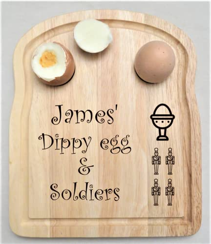 Personalised Wooden Egg Board for Boiled Eggs and Soldiers Engraved Breakfast Gift