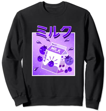T-shirt rétro style années 90 japonais Kawaii Blueberry Milk Shake Sweatshirt