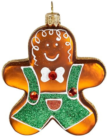 Holyart Lebkuchenmann, Weihnachtsbaumschmuck aus mundgeblasenem Glas