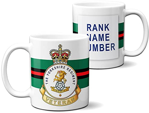 KRAFTYGIFTS Personalised Veteran Mug The Yorkshire Regiment British Military Cup Official Army Badge Grandad Dad Birthday Fathers Day Gift VMM65