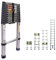 3.2M Multi-Purpose Extension Ladder Stainless Steel Telescoping Folding Ladder 330lbs Max Load Capacity, Portable Sturdy Extendable Ladder Space Saving for Home Office DIY Building Maintenance
