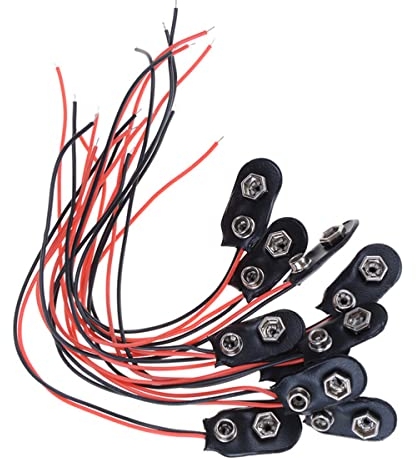 Hailege 10pcs 9V Terminales de batería 9 voltios Tipo I Hebilla de batería a presión Cuero Cable de Enchufe de batería de 15 cm (Tipo I)
