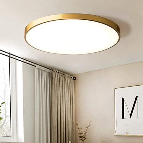 SAIVITT Deckenleuchte Dimmbar Wohnzimmerlampe Golden Runde Deckenlampe 50cm Ultradünn Modern Design Acryl-schirm Schlafzimmer Kronleuchter für Küche Esszimmer Badzimmer Decke Leuchten Fernbedienung