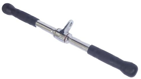 MuscleForge Straight Bar Cable Attachment 50 cm – Chrome Rotating Tricep Bar with Non-Slip Handles – Triceps Pull Down Bar for Cable Machines – Gym Accessories for Biceps, Triceps & Back Workouts