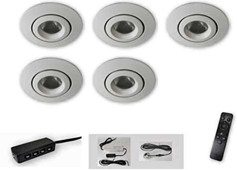 Mini LED Spot weiss schwenkbar 5er Set CCT 2700K-6500K dimmbar per Fernbedienung 12V IP44 Einbaustrahler