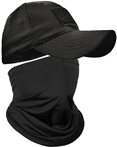 Jarseila Herren Camo Baseball Cap mit Gesichtsmasken, Military Cap Baseballmütze Herren Baumwoll Army Cap Cotton Military Kappe Basecap, Schwarz