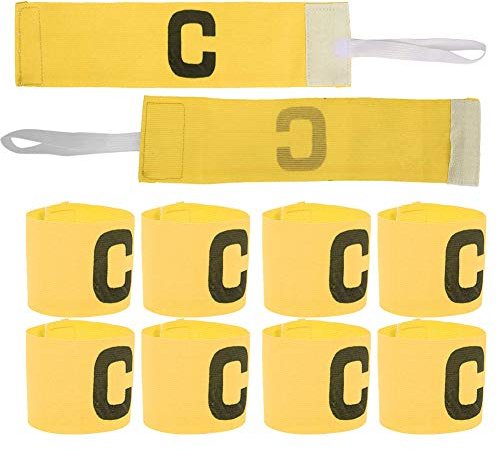 Cyrank Brazalete de capitán de fútbol, ​​10 Uds., Brazalete elástico de capitán de fútbol, ​​Bandas Ajustables de Nailon para Jugadores de Baloncesto para jóvenes Adultos(Amarillo)