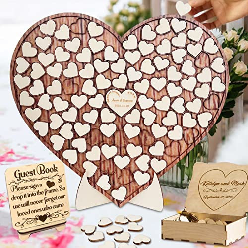 Personalisiertes Hochzeitspuzzle Gästebuch Alternative Custom Holz Herz Puzzle Gästebuch Schild Rustikales Gästebuch Hochzeit Dekor für Party Verlobung Empfang Jahrestag